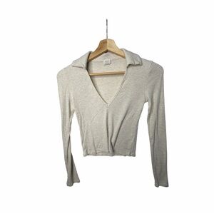 Wilfred Cream Ribbed V-Neck Blouse